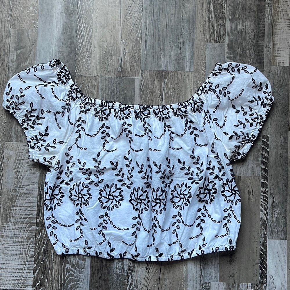Cropped Off the Shoulder Top Lace Detail American Eagle